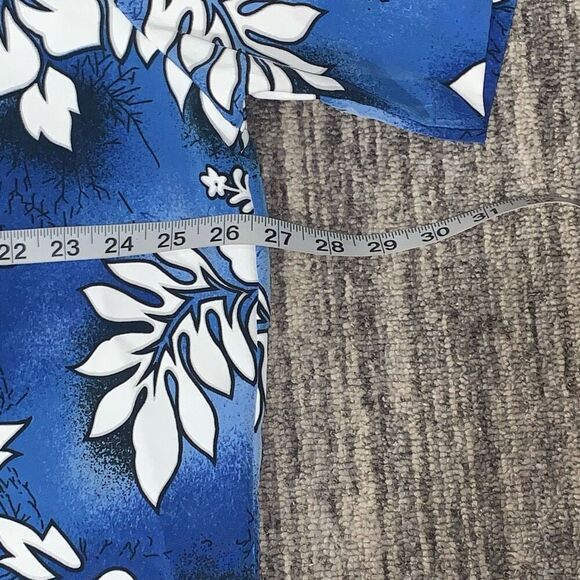 Vintage Kennington Men’s XL‎ Blue White Floral Camp Hawaiian Button Down Shirt - Picture 3 of 5